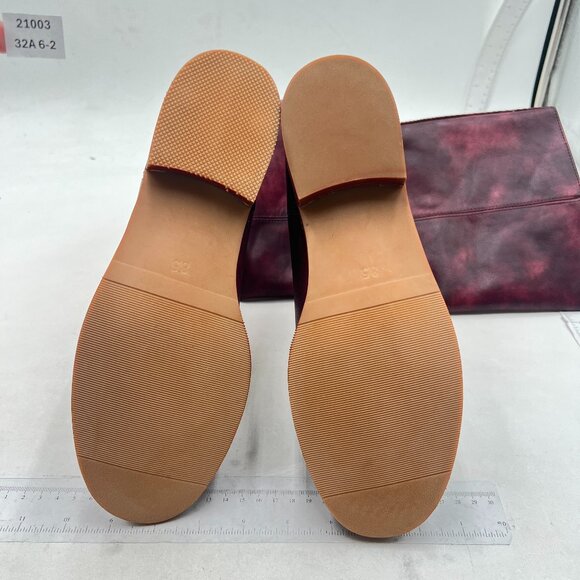 FOWT Women Platform Round Toe Calf High Boots Chunky Block Low Heel Purple Boots - Picture 7 of 8